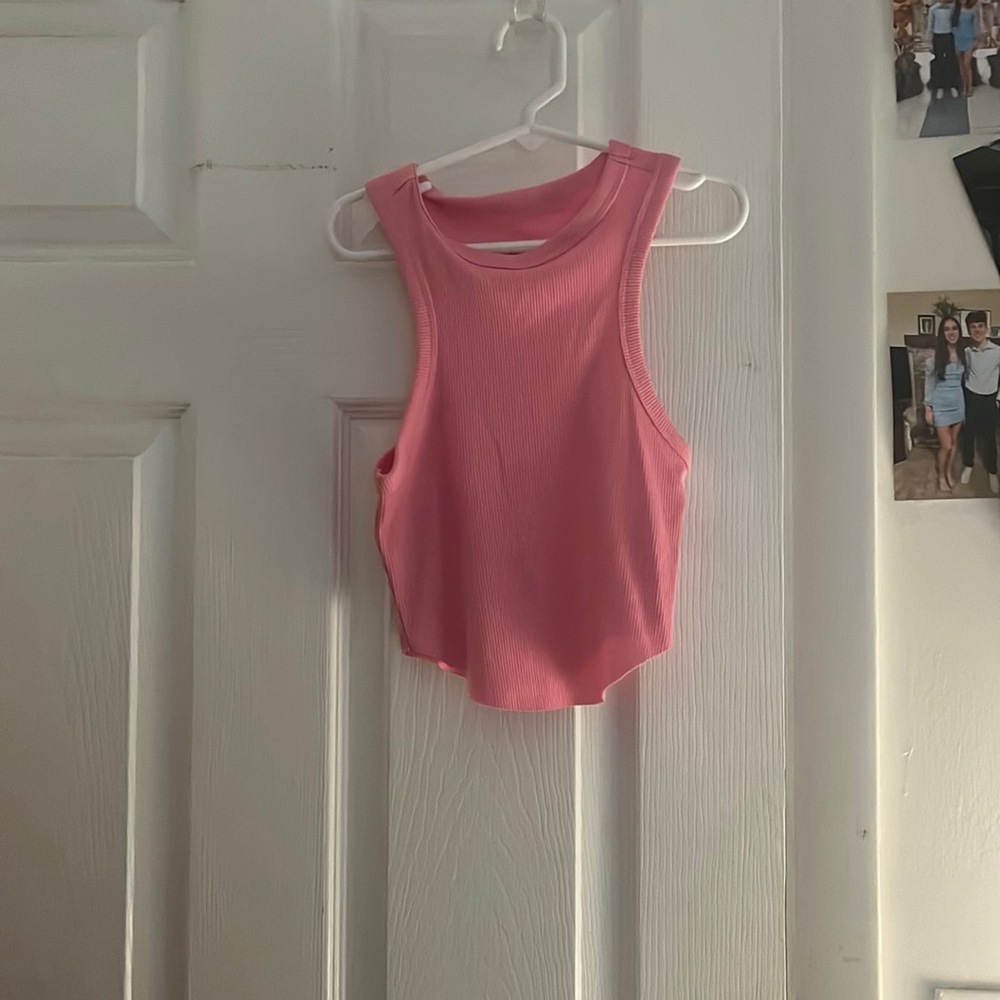 Pink bubblegum colored cropped tank top